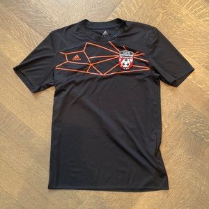 NFS Adidas GPS Global Premier Soccer shirt black men small red accents